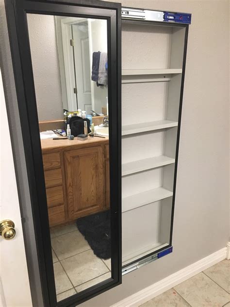 wall mounted long mirror cabinet